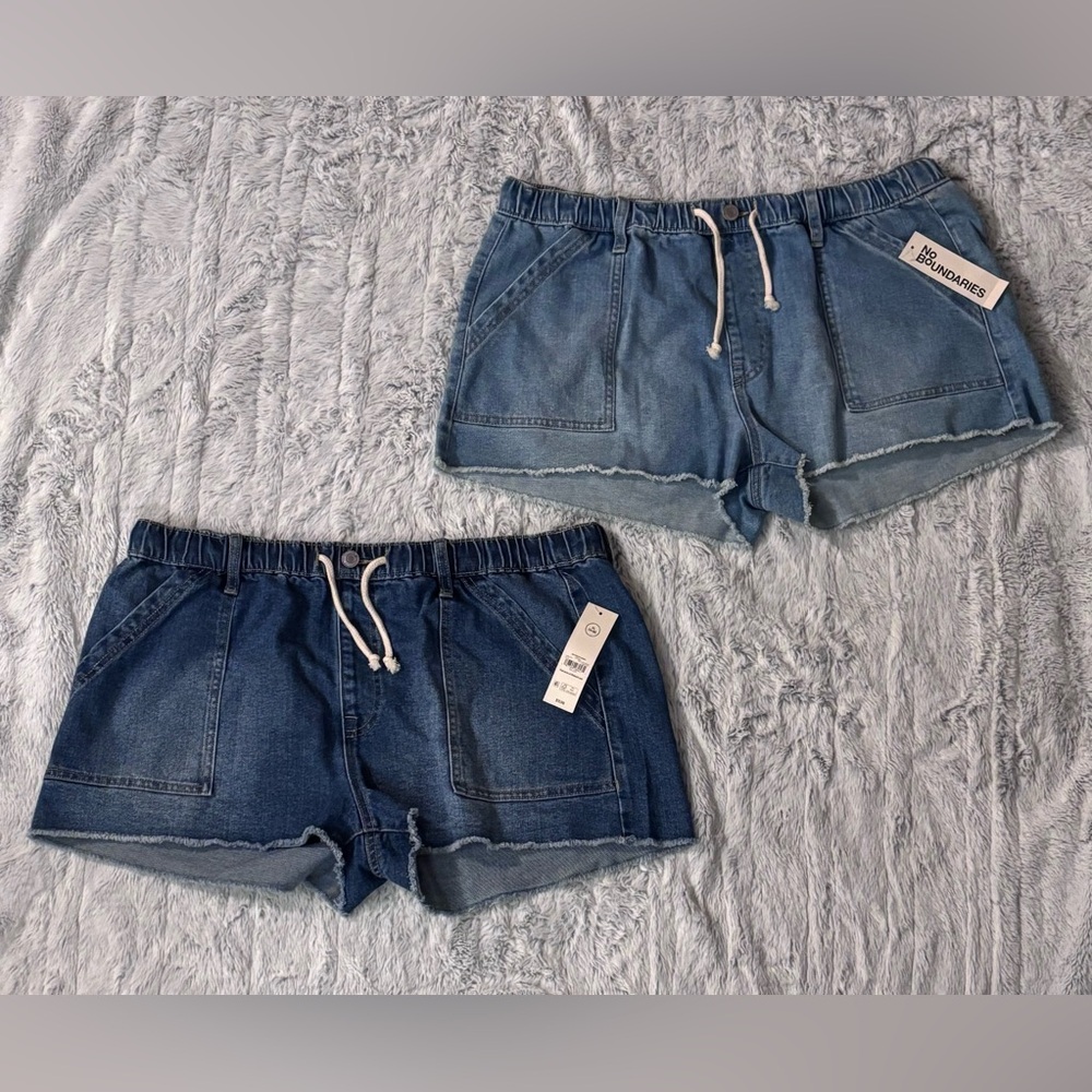 No Boundaries Denim Shorts with Drawstring